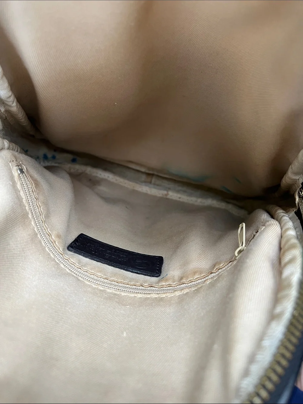 Valentina Brown Faux-Ostrich Mini Backpack Purse size with Gold Hardware
